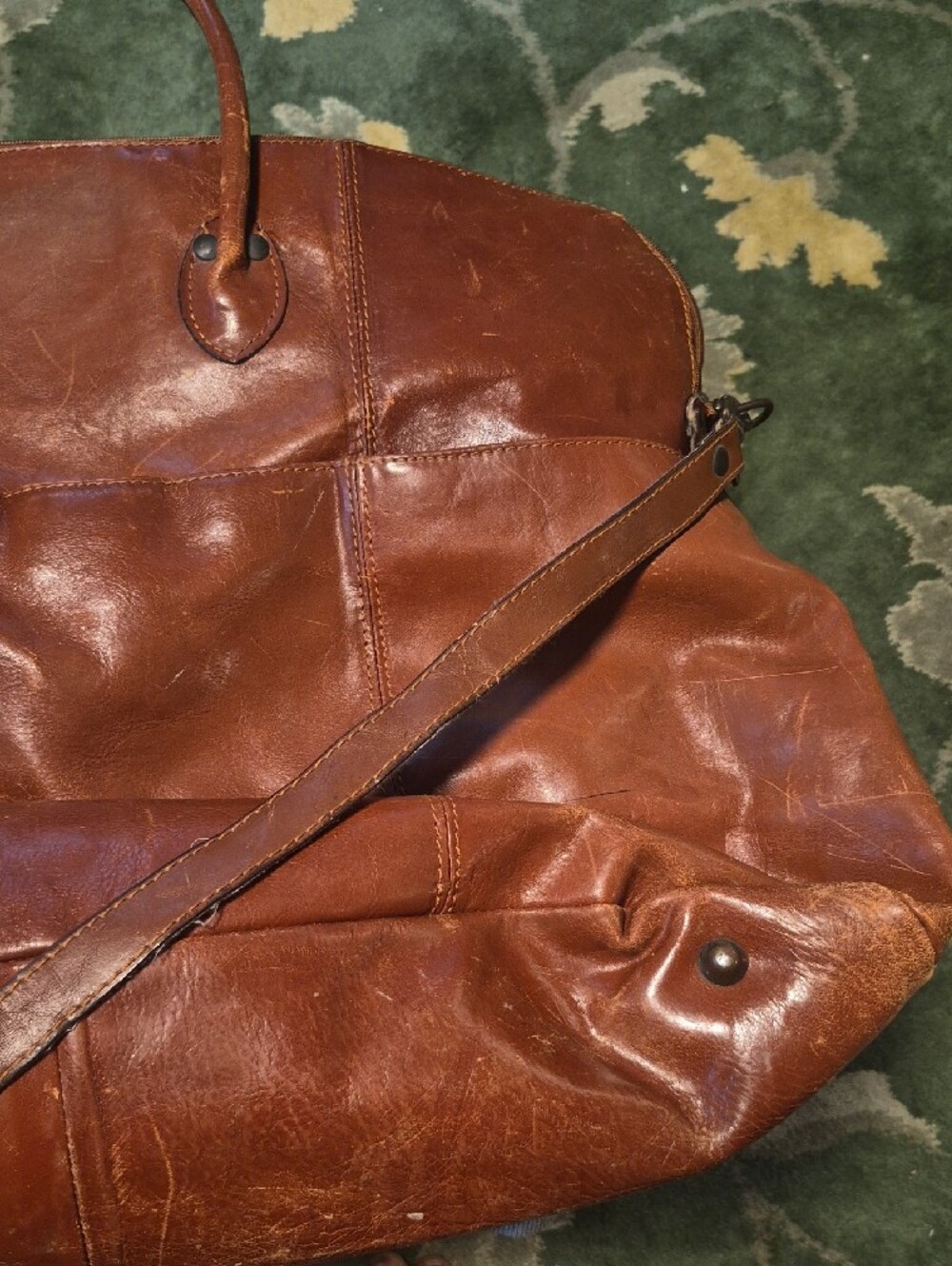Brown Leather Weekender Bag - Men's Travel Holdall - Picture 4 of 16